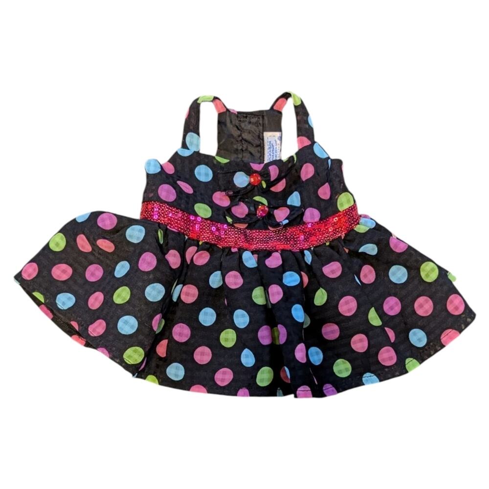 Build A Bear Polka Dot Princess Tutu Sparkle Dress Black Pink Blue 2013